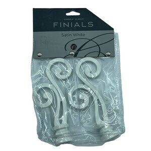 Cambria Finials Satin White End Curtain Rods Hold Backs